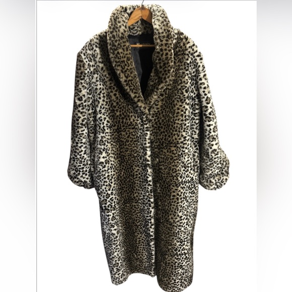 MONTEREY FASHIONS Vintage 1980s Leopard Cheetah Faux Fur Full Length Coat - Picture 3 of 7